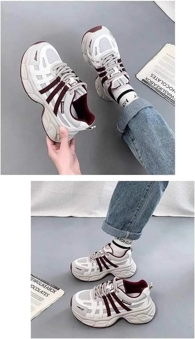 Summer Mesh Shoes for Women Dad Shoes Platform Chunky Trendy Breathable Casual Sports Tennis Sneakers Kawaii Y2K for Girls Daughter Granddaughter Back to School Rave Travel Streetwear