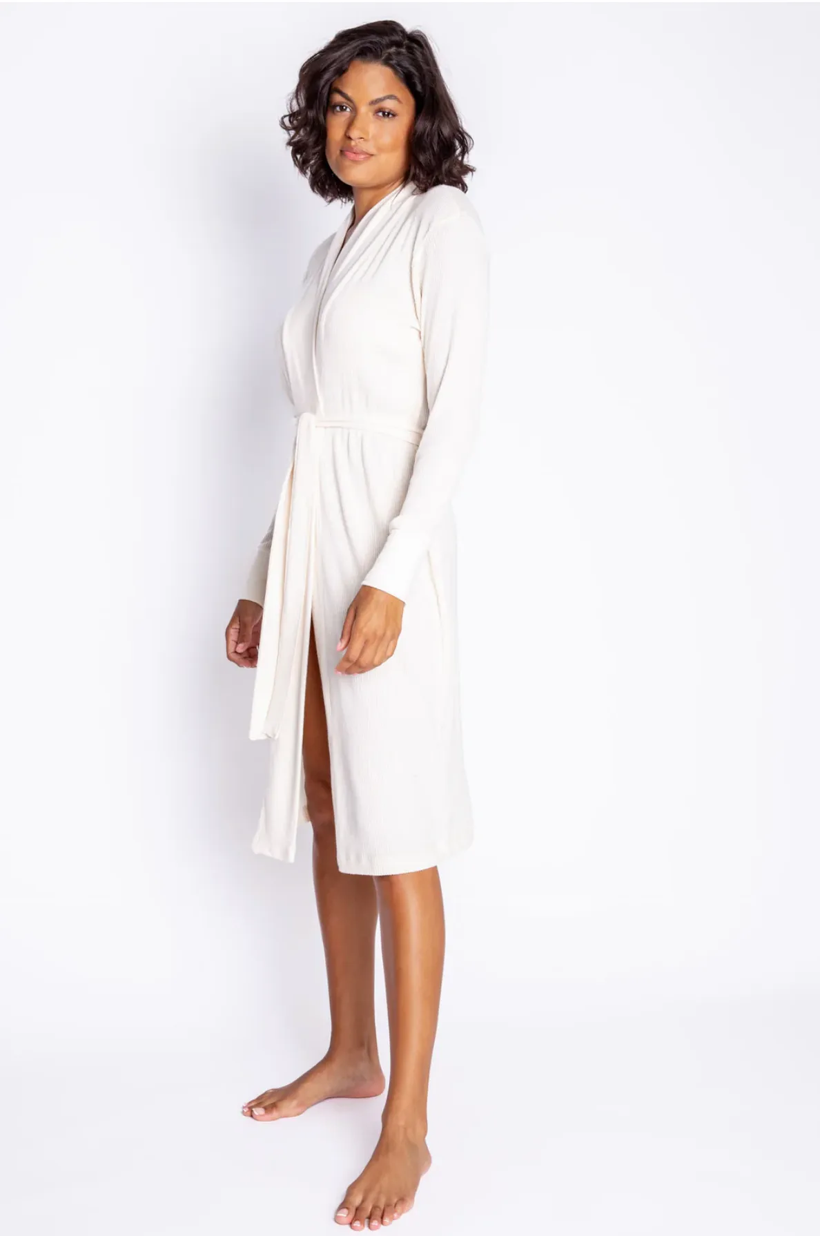 Textured Essentials Robe in Stone