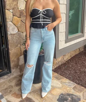 The Presley High Waisted Light Washed 90s Vintage Flare Jeans