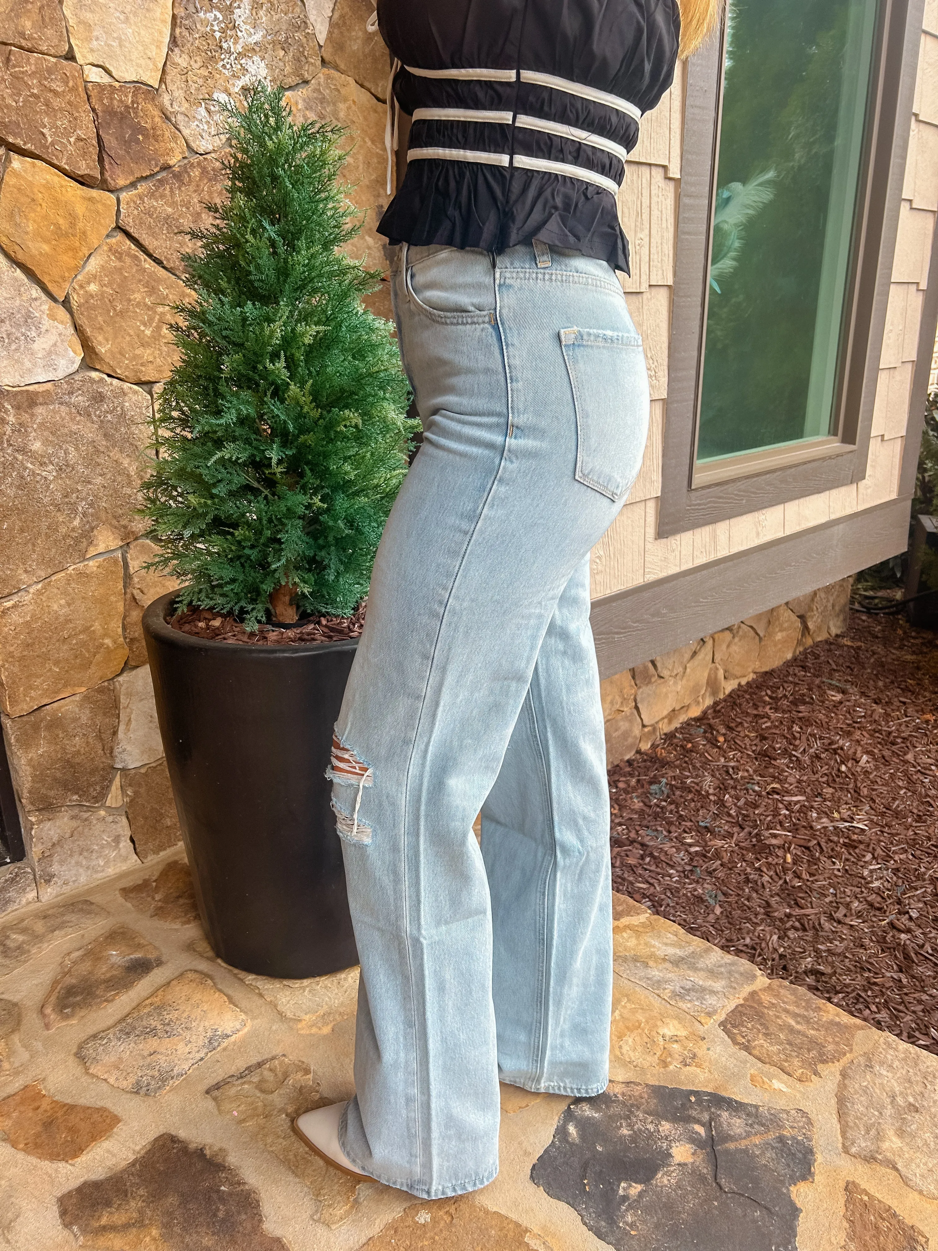 The Presley High Waisted Light Washed 90s Vintage Flare Jeans