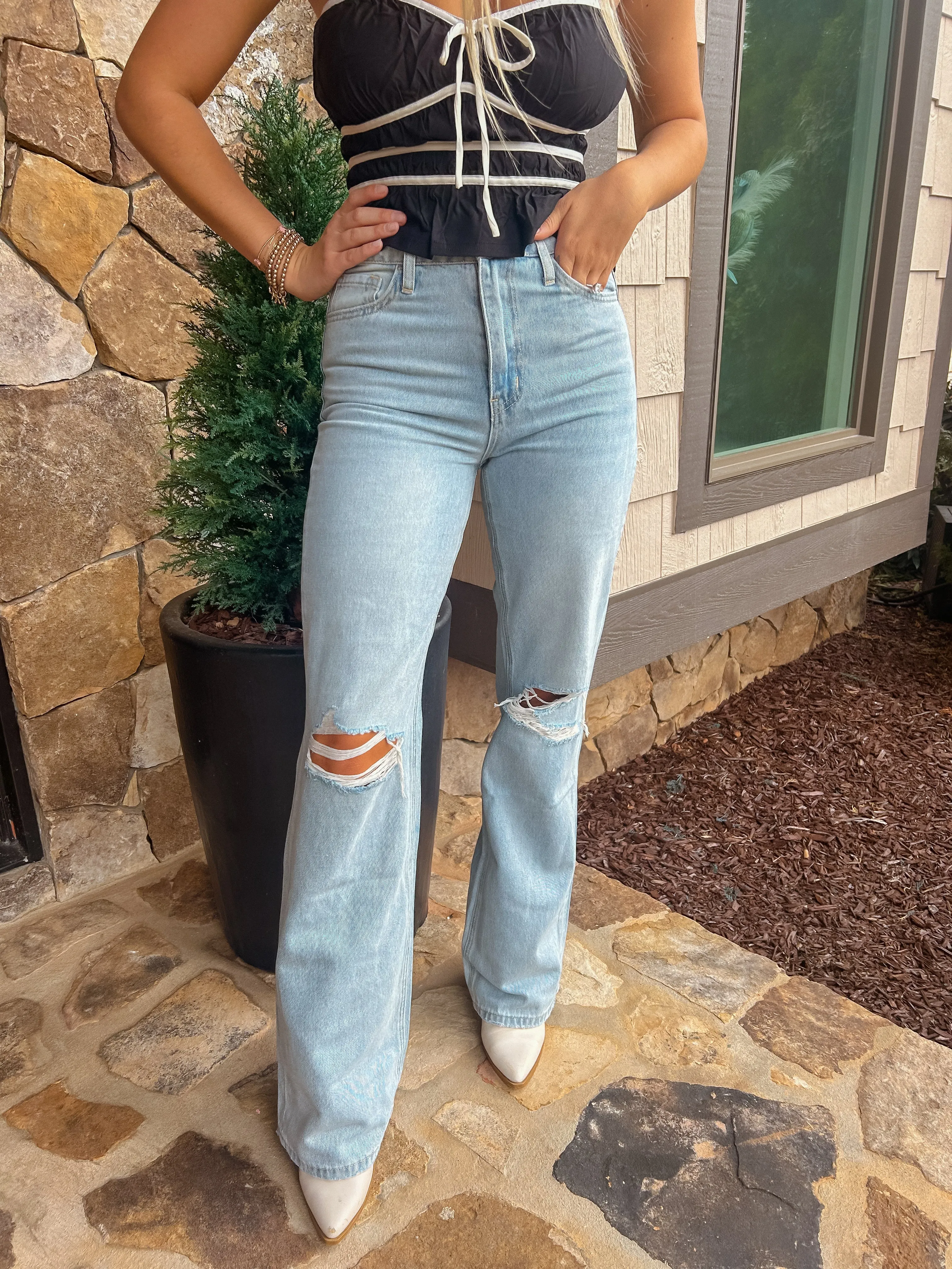 The Presley High Waisted Light Washed 90s Vintage Flare Jeans