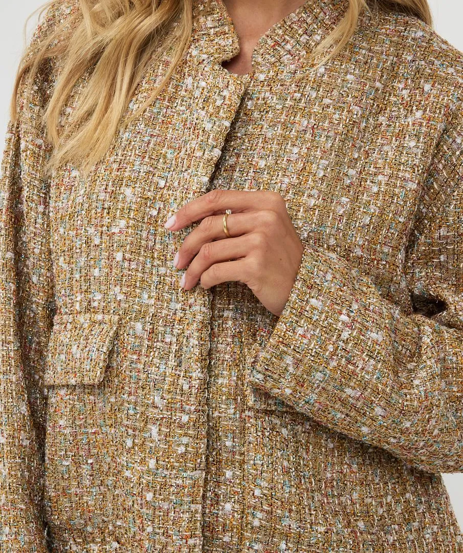 Tove Tweed Bomber Jacket in Gold- EsQualo W2417708