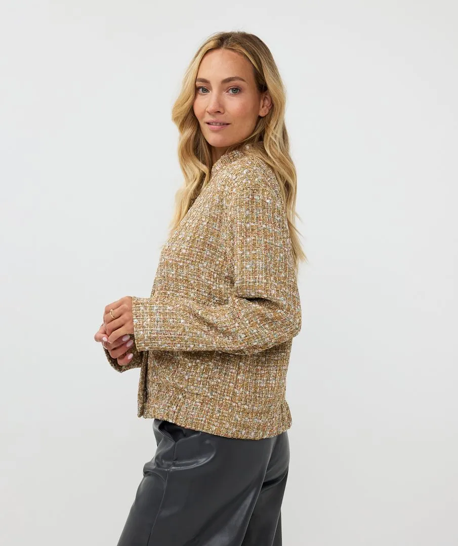 Tove Tweed Bomber Jacket in Gold- EsQualo W2417708