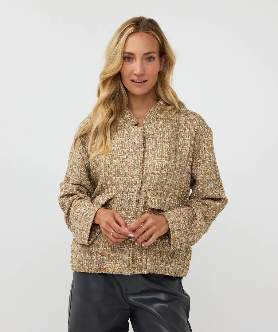 Tove Tweed Bomber Jacket in Gold- EsQualo W2417708