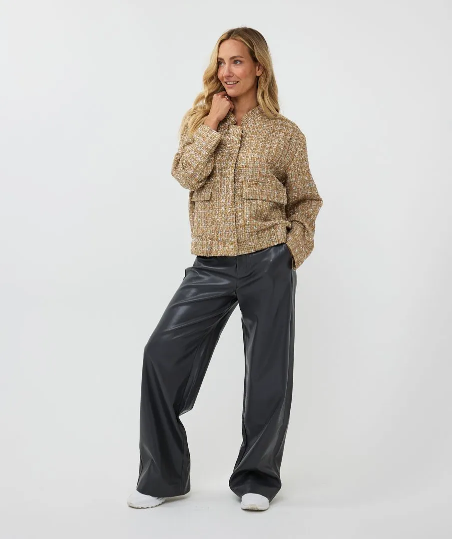 Tove Tweed Bomber Jacket in Gold- EsQualo W2417708