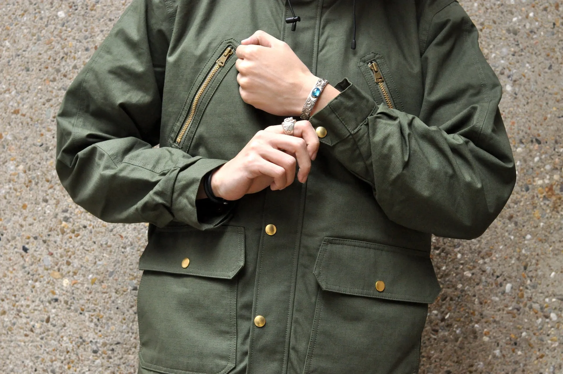 Unique Garment Cotton Rip-Stop 'Bird View' Mountain Parka (Olive)