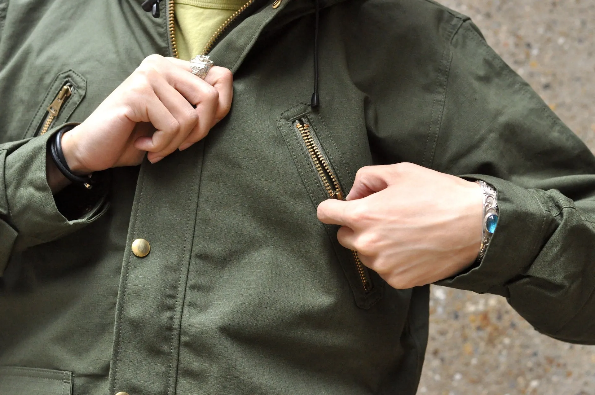 Unique Garment Cotton Rip-Stop 'Bird View' Mountain Parka (Olive)