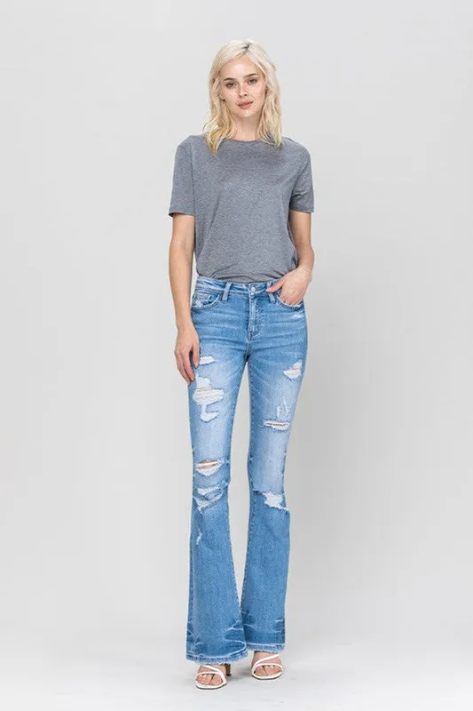 Vervet by Flying Monkey Distressed Mid Rise Flare