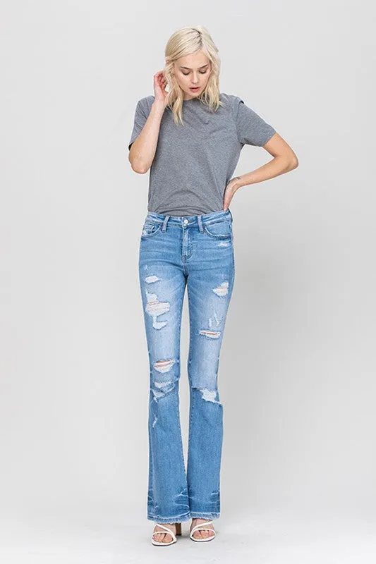 Vervet by Flying Monkey Distressed Mid Rise Flare