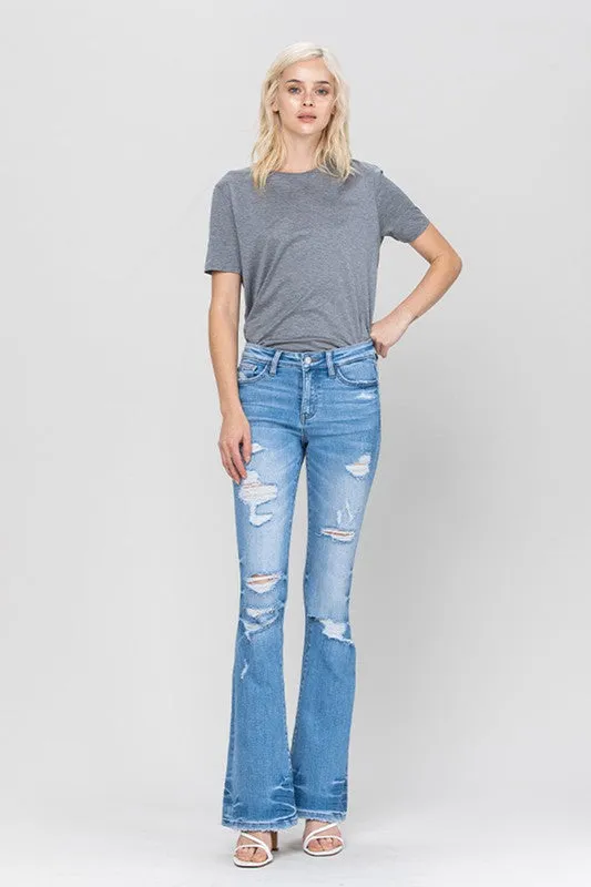 Vervet by Flying Monkey Distressed Mid Rise Flare