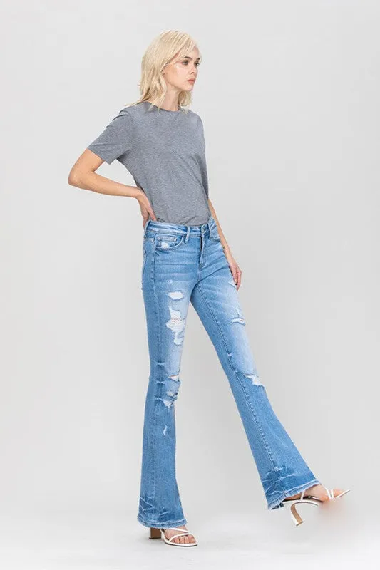 Vervet by Flying Monkey Distressed Mid Rise Flare
