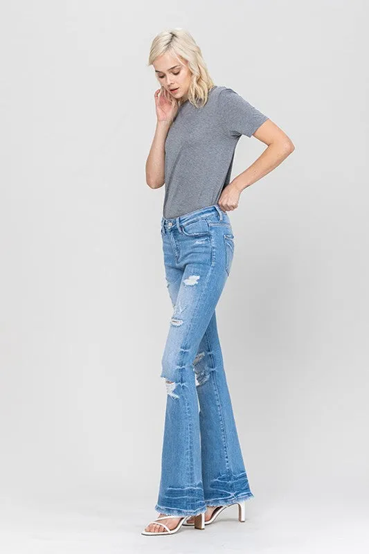 Vervet by Flying Monkey Distressed Mid Rise Flare