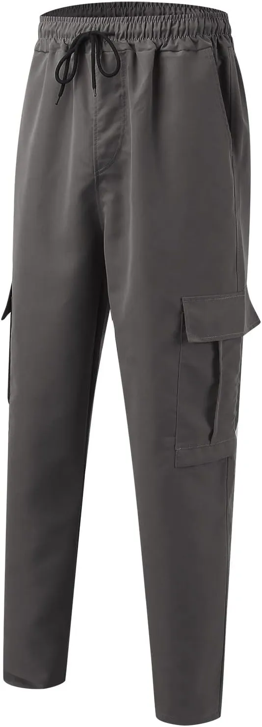 Vickyleb Mens Hiking Cargo Pants Sweatpants Work Drawstring Sports Loose Fit Athletic Joggers Trousers with Pockets