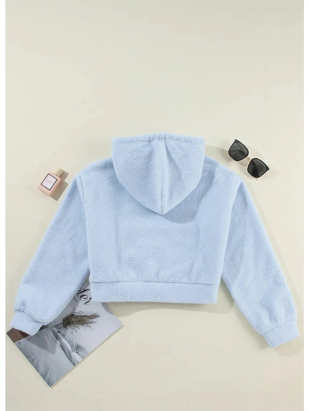 Women Drawstring Zip Up Long Sleeve Hoodie