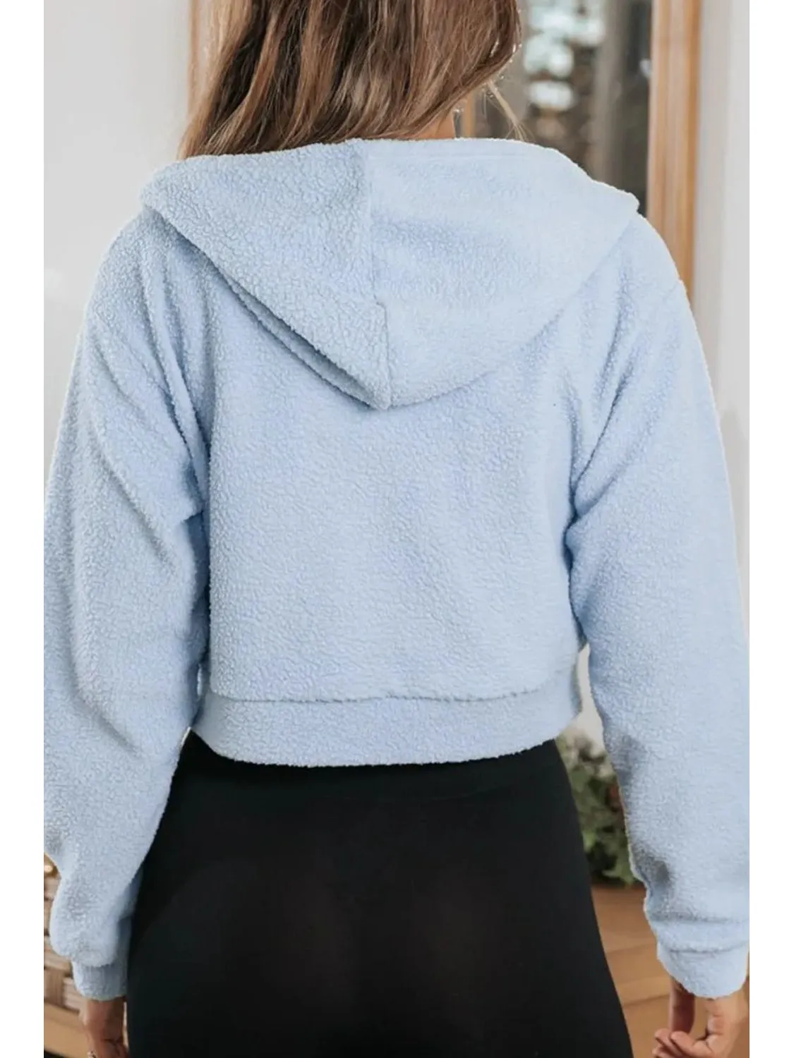 Women Drawstring Zip Up Long Sleeve Hoodie