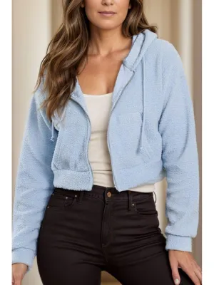 Women Drawstring Zip Up Long Sleeve Hoodie
