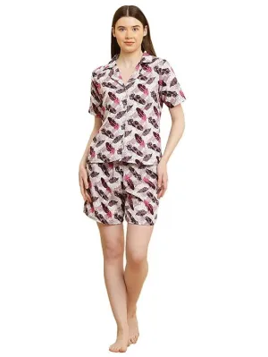 Women Night Suit Set Blue Printed (Size-3XL) (Color-PURPLE)