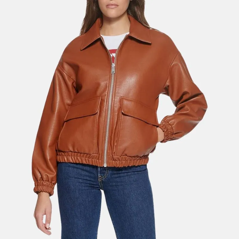 Womens A2 Brown Cockpit  Leather Bomber Aviator Jacket