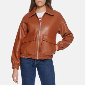 Womens A2 Brown Cockpit  Leather Bomber Aviator Jacket