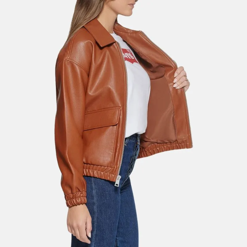 Womens A2 Brown Cockpit  Leather Bomber Aviator Jacket