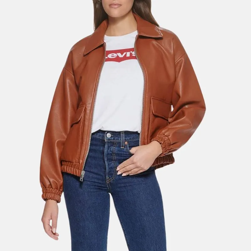 Womens A2 Brown Cockpit  Leather Bomber Aviator Jacket