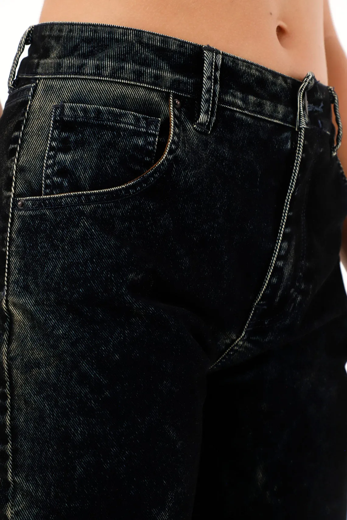 Women's TNS jeans, trendy flat-waist skinny jeans with a waistband.