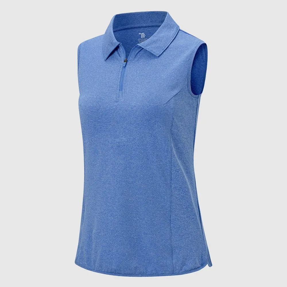 Women's UPF 50  Quick Dry Zip Sleeveless Polo Shirt