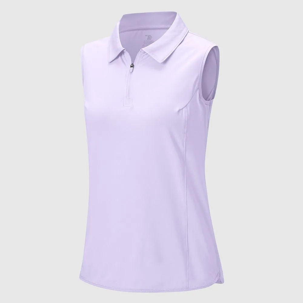 Women's UPF 50  Quick Dry Zip Sleeveless Polo Shirt
