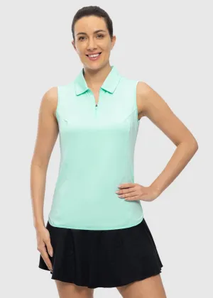 Women's UPF 50  Quick Dry Zip Sleeveless Polo Shirt