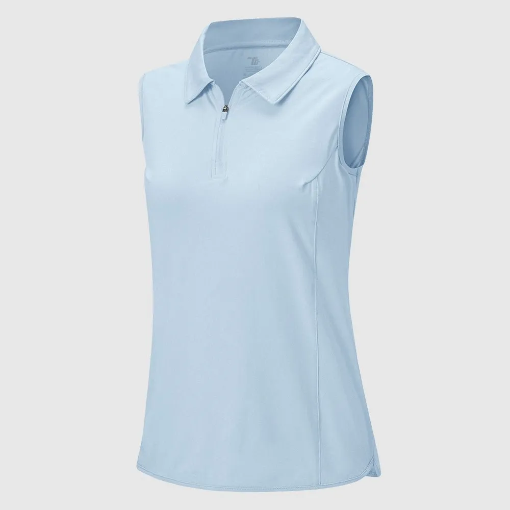 Women's UPF 50  Quick Dry Zip Sleeveless Polo Shirt