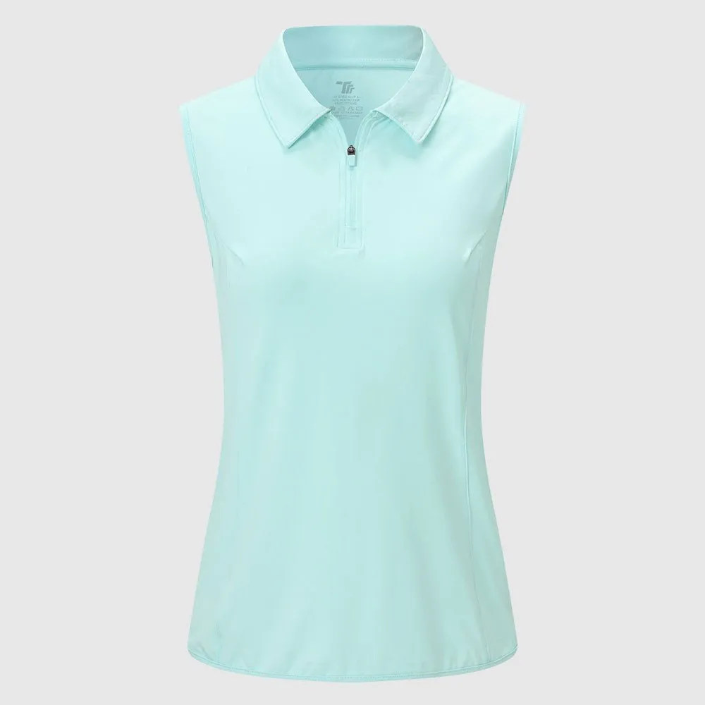 Women's UPF 50  Quick Dry Zip Sleeveless Polo Shirt