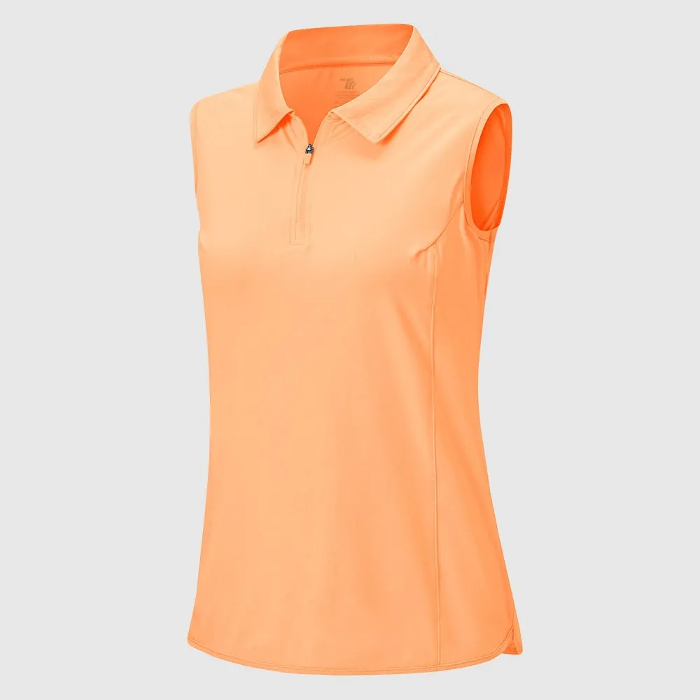 Women's UPF 50  Quick Dry Zip Sleeveless Polo Shirt