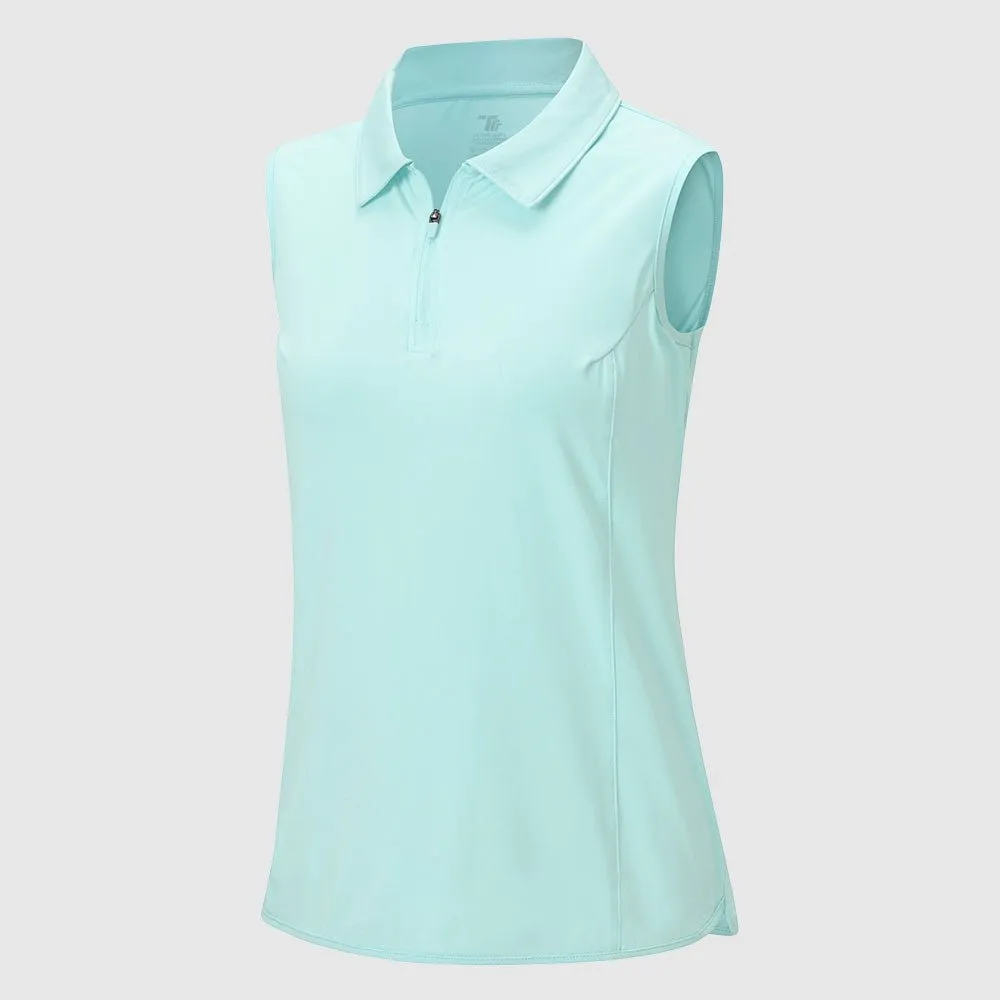 Women's UPF 50  Quick Dry Zip Sleeveless Polo Shirt