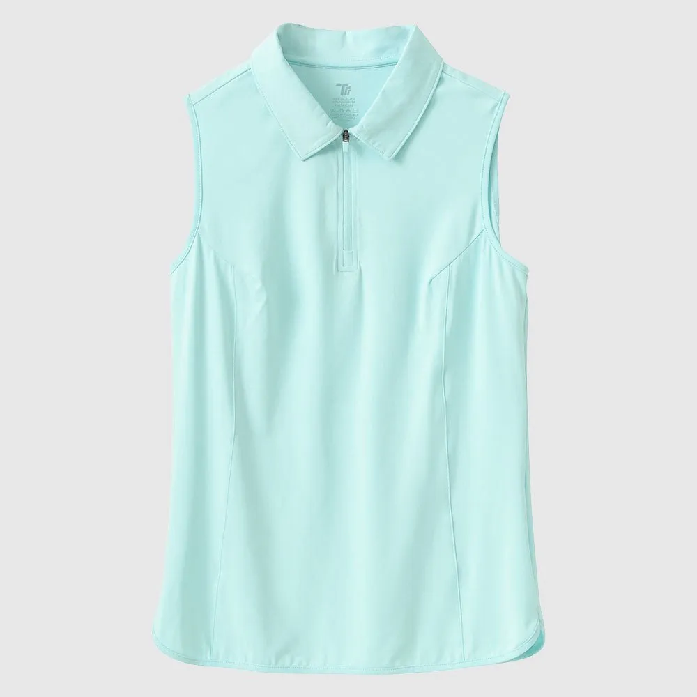 Women's UPF 50  Quick Dry Zip Sleeveless Polo Shirt