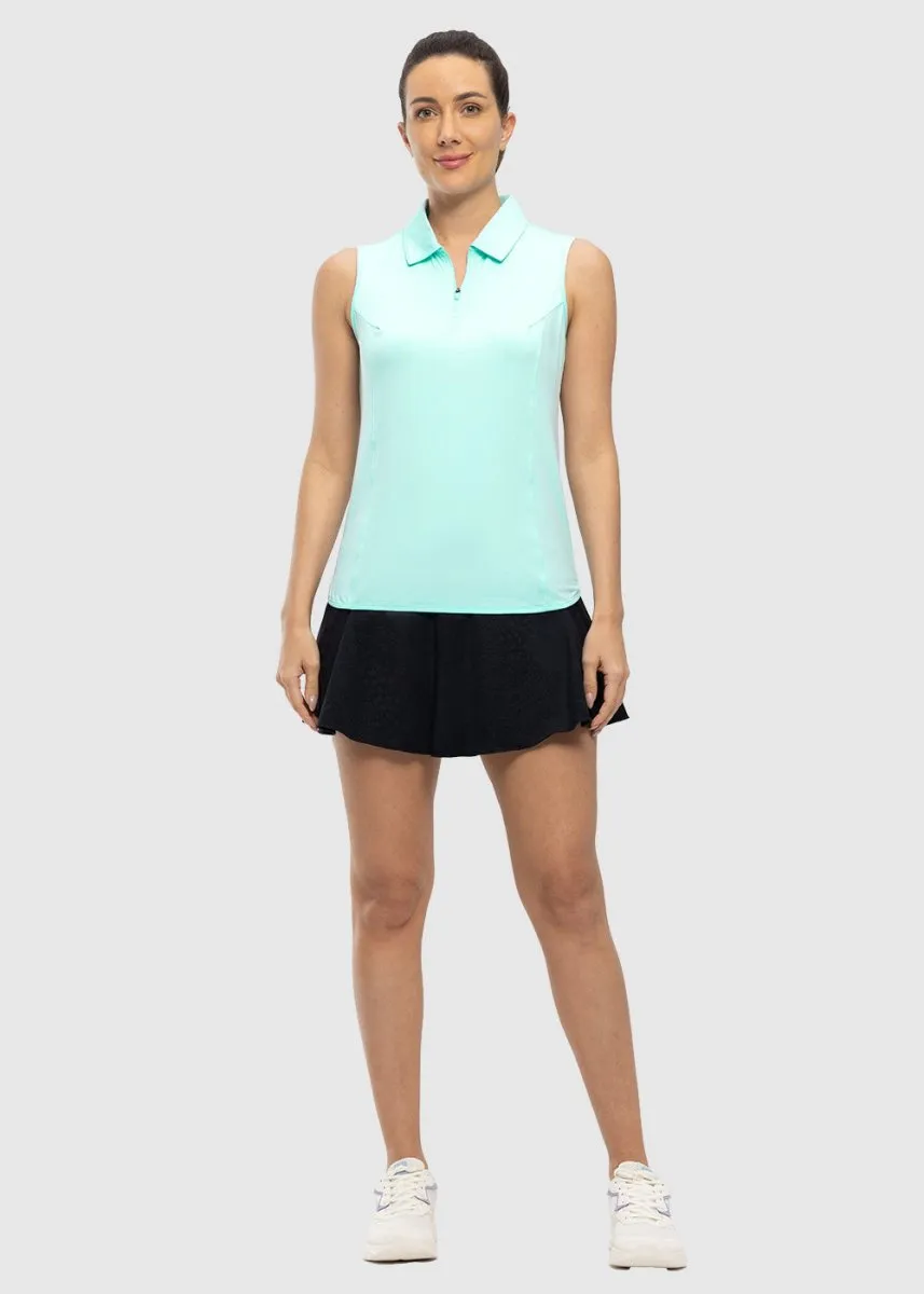 Women's UPF 50  Quick Dry Zip Sleeveless Polo Shirt