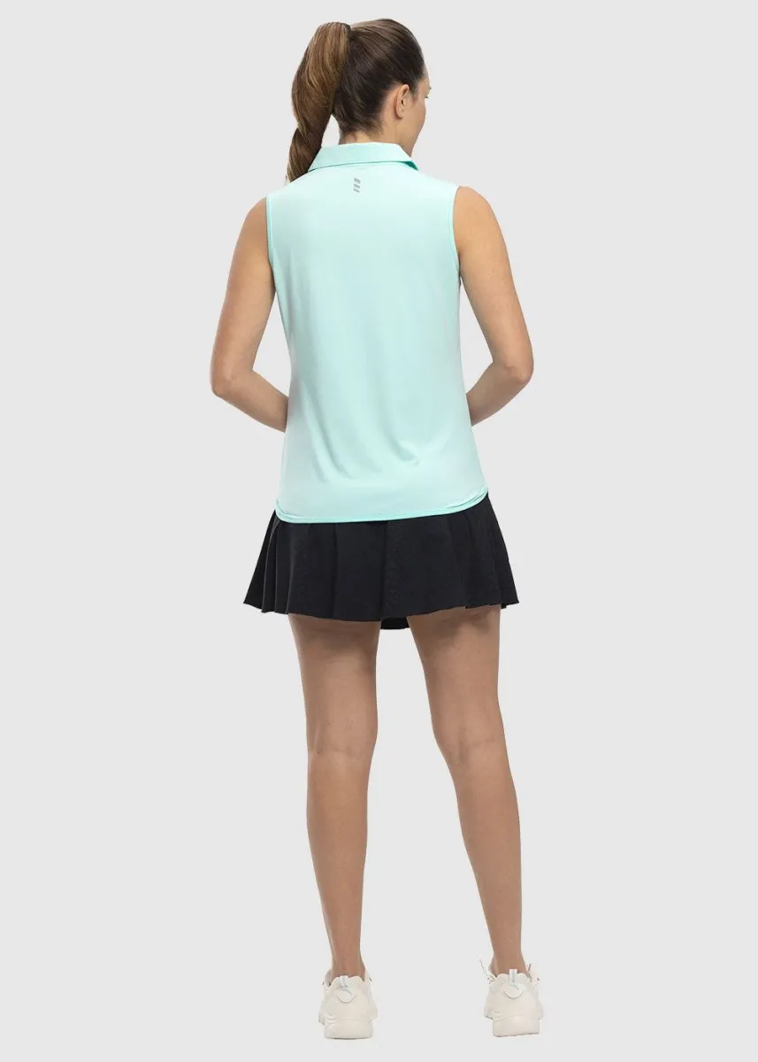 Women's UPF 50  Quick Dry Zip Sleeveless Polo Shirt