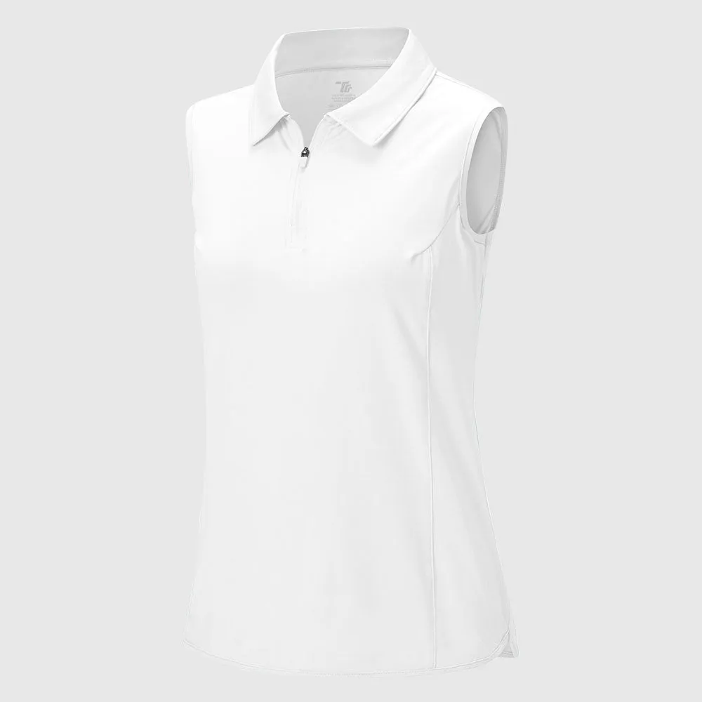 Women's UPF 50  Quick Dry Zip Sleeveless Polo Shirt