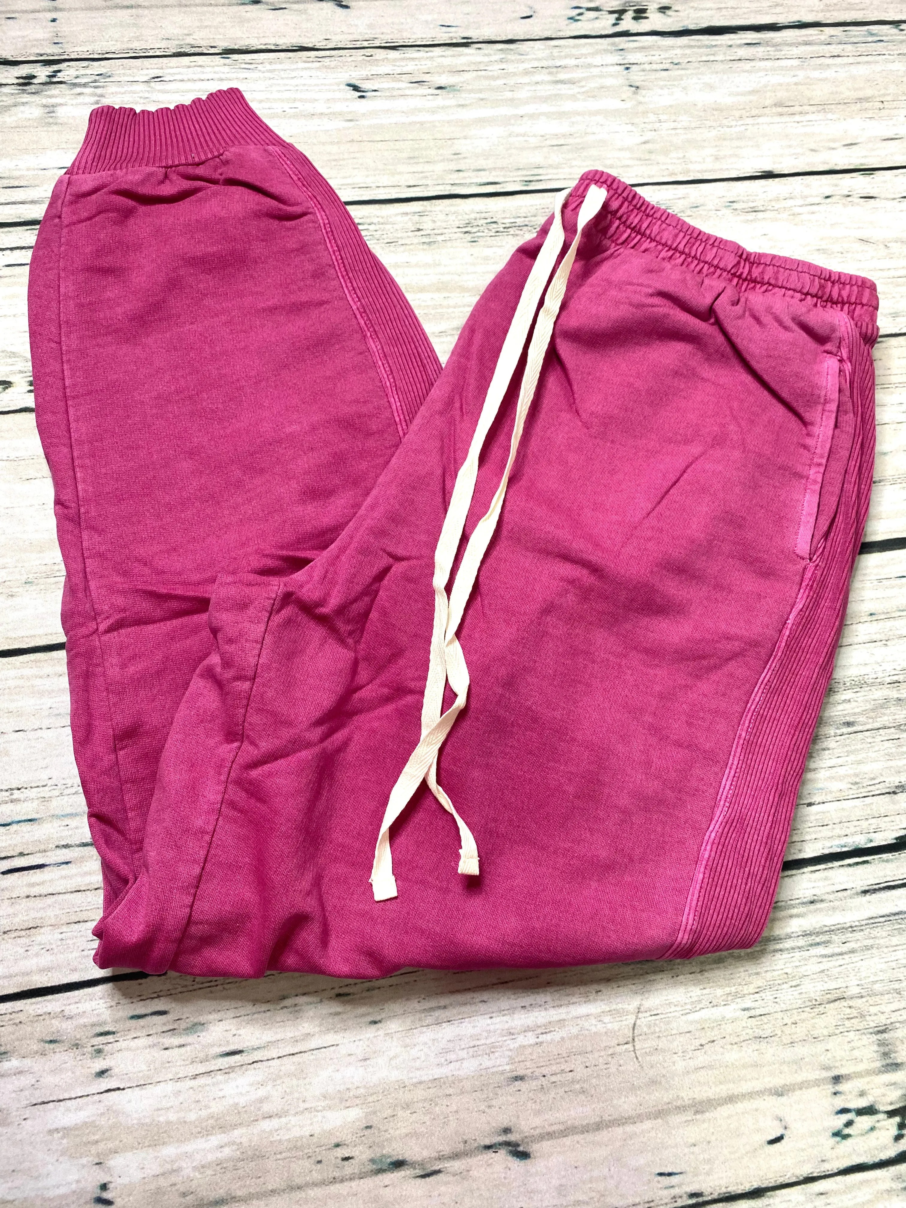 Zenana - Pigment Dye Drawstring Waist Jogger Pants