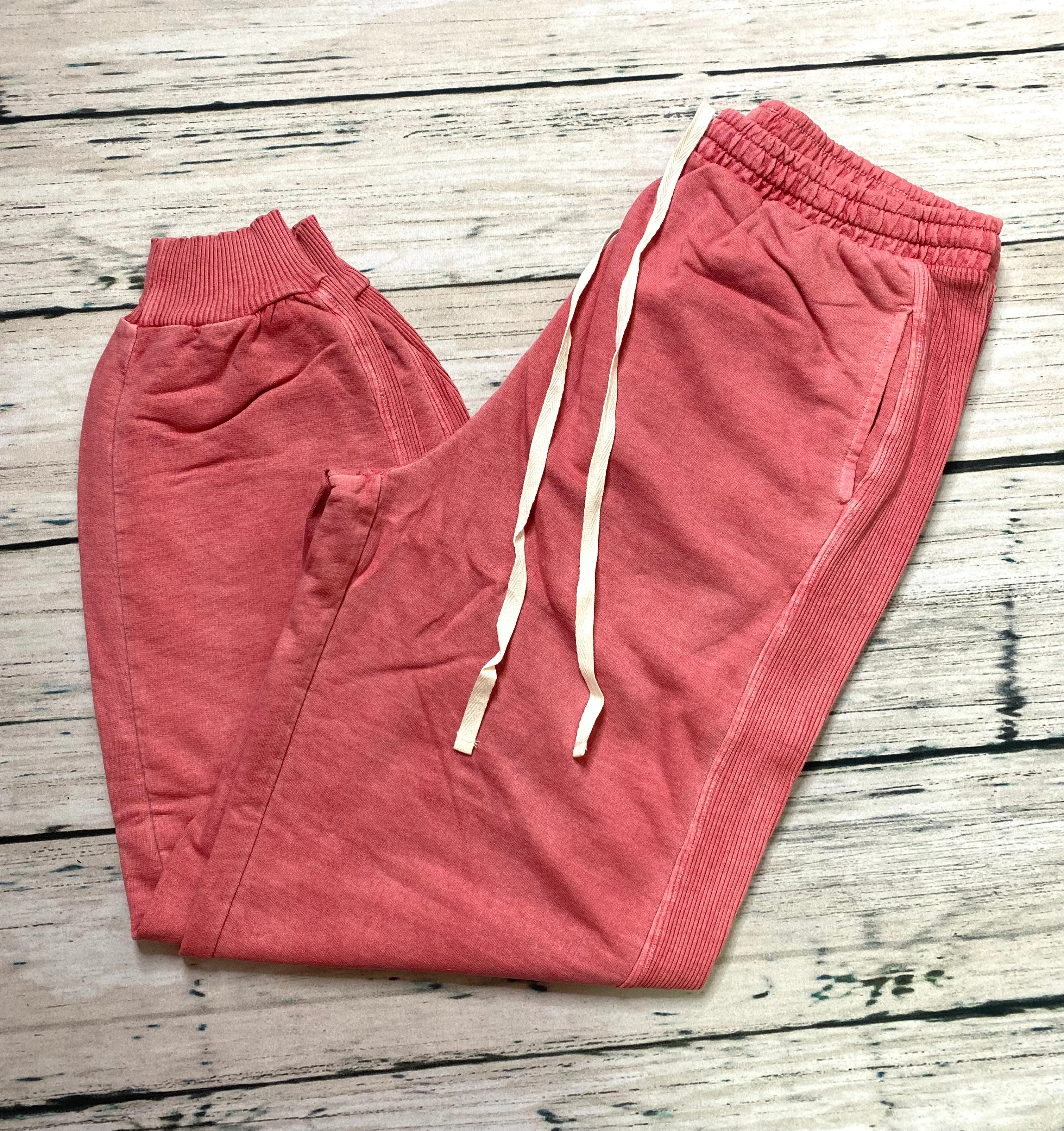Zenana - Pigment Dye Drawstring Waist Jogger Pants